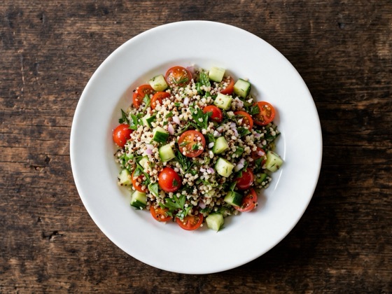 Ensalada de quinoa con tomate y pepino