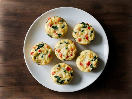 Muffins de huevo al horno con pimiento y espinacas