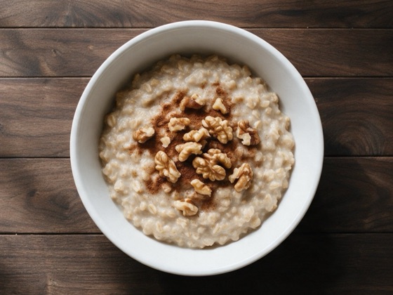 Gachas de avena con canela y nueces