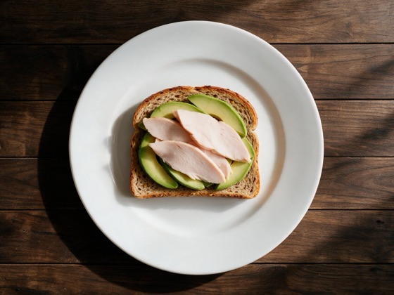 Tostada integral con aguacate y pavo