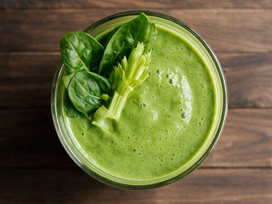 Batido verde de espinacas, apio y manzana