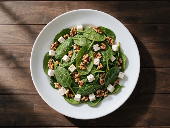Ensalada de espinacas, nueces y queso fresco