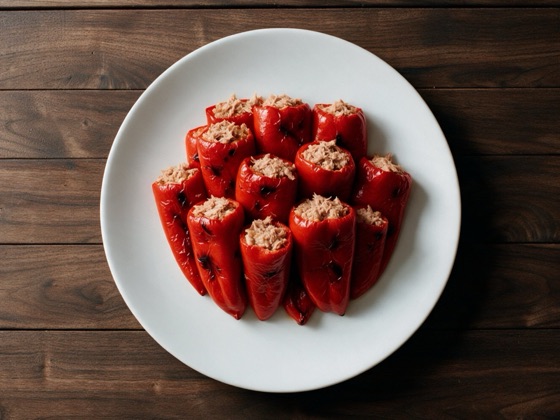 Pimientos asados rellenos de atún